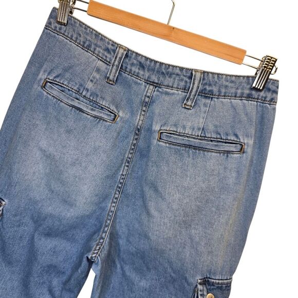 Forever 21 Distressed Cargo Jeans Women’s 27 Medium Wash High Rise Jogger Pants - Picture 13 of 16